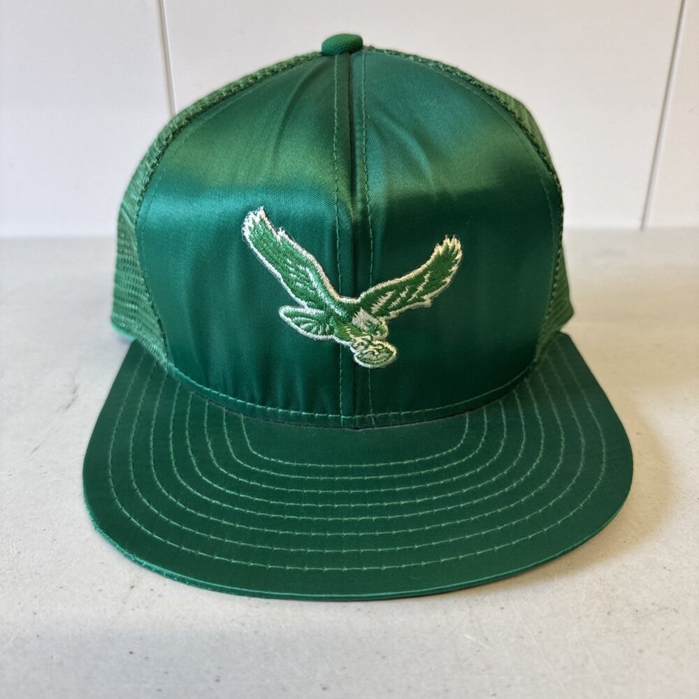 Very Rare Vintage 50’s - 60’s Super Satin Eagles Green Snapback Hat Made In USA